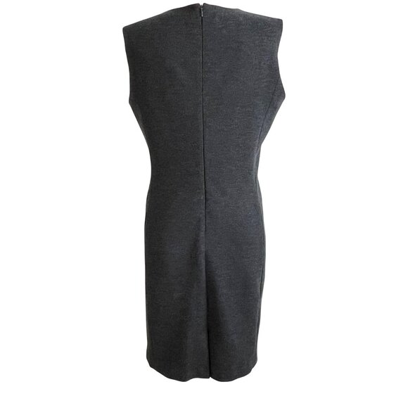 Teri Jon Gray Sheath Dress Size 8 Rhinestone Statement Neckline - Picture 4 of 9